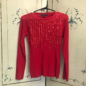 INC Red sweater with sequin accents. Size S